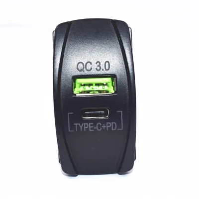 Universal Rocker Switch Style Charge Rapide 3.0 et Type-C Pd USB Chargeur Prise Adaptateur de Prise de Courant pour Voiture Marine Moto